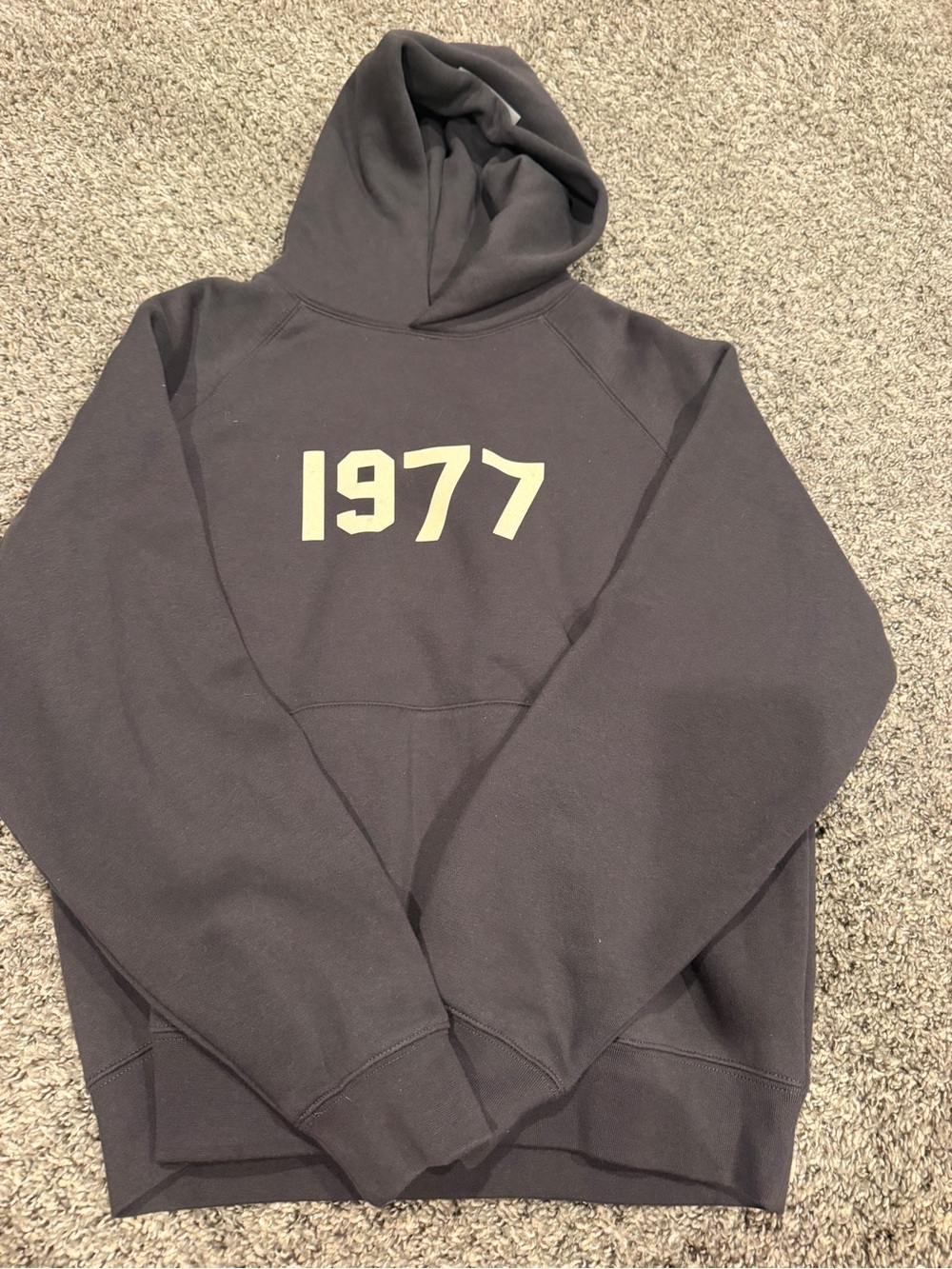Essentials 1977 Graphic Hoodie - Black with Cream Print